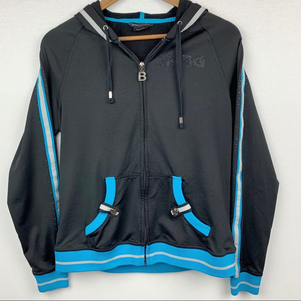 BCBG Front Zip Studded Jeweled Hoodie